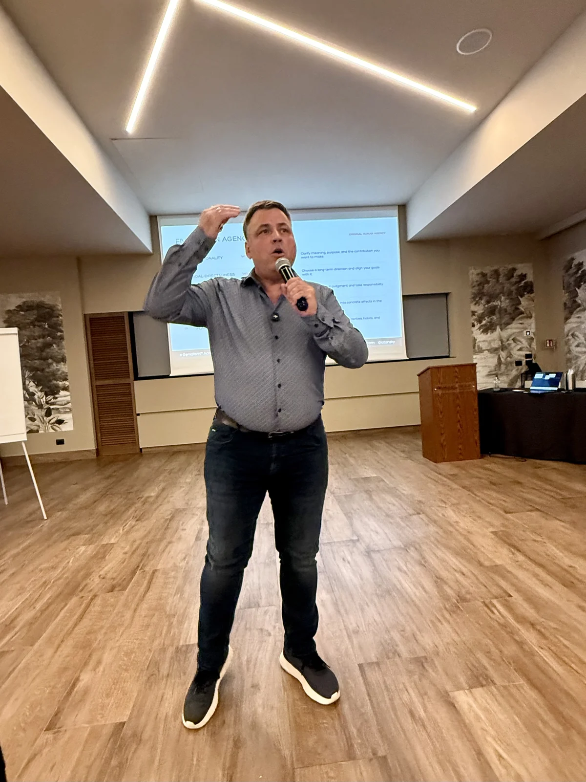 Mykola Latansky speaking at IAISS 2026 in Tuscany