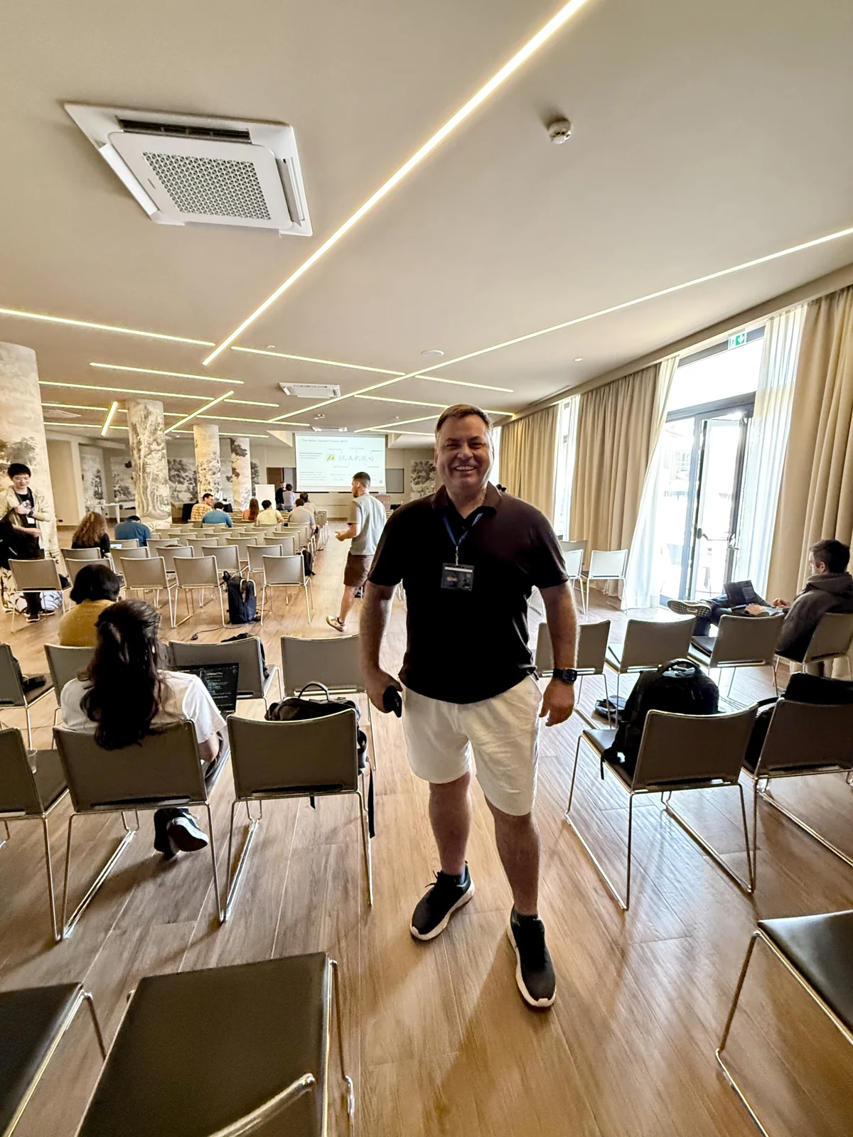 Mykola Latansky in the IAISS 2026 lecture room at Riva del Sole